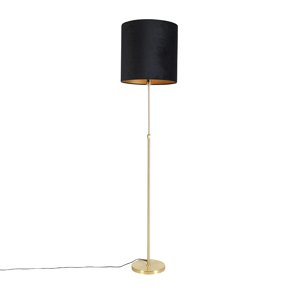 Stojaca lampa zlatá/mosadzná s čiernym zamatovým tienidlom 40/40 cm - Parte