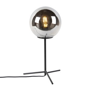 Stolová lampa v štýle art deco čierna s dymovým sklom 45,5 cm - Pallon