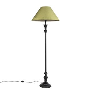 Stojacia lampa čierna s velúrovým odtieňom zelená 55 cm - Classico