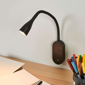 Moderné nástenné svietidlo čierne s USB portom vrátane LED - Enna