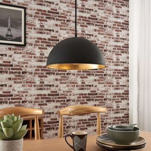 Moderná okrúhla závesná lampa čierna so zlatom - Magna