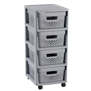 Regál so šuplíkmi 4 x 11 L INFINITY DOTS - sivý