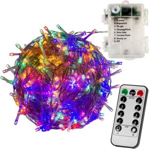 VOLTRONIC Vianočná reťaz 10 m, 100 LED, farebná, na batérie