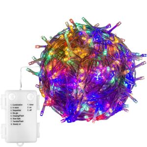 VOLTRONIC Vianočná reťaz 10 m, 100 LED, farebná, na batérie
