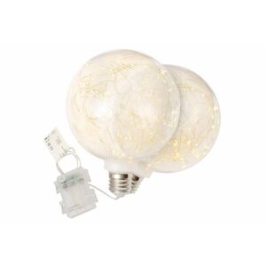 Nexos 60249 Sada 2 ks dekoračných žiaroviek - gúľ, 80 LED teple biela, priemer 20 cm, na batérie, časovač