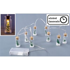 Nexos 65855 Vianočná dekoratívna reťaz - 8 LED, mini poháre so stromčekmi