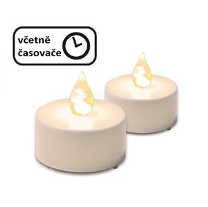Nexos 65867 Sada LED sviečok na batérie, biele, s časovačom, 2 ks