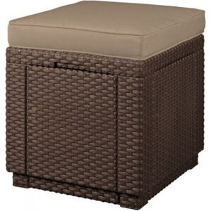 Allibert CUBE 6705 polyratanový taburet s poduškou hnedá