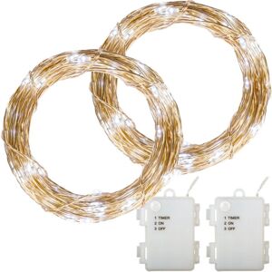 VOLTRONIC 2 kusy svetelných drôtov 100 LED, studená biela