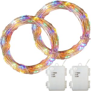 VOLTRONIC 68029 Sada 2 kusov svetelných drôtov - 100 LED, farebná, na batérie