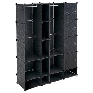 Divero 70656 Úsporný zásuvný plastový regál - 161 x 127 x 37 cm, čierny