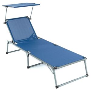 Garthen 70753 Záhradné skladacie ležadlo so strieškou XXL - modré