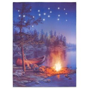 Nexos 74520 Nástenná maľba horské jazero, 2 LED + 20 LED, 30 x 40 cm