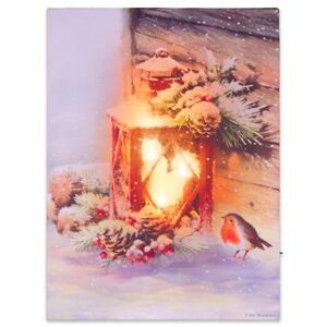 Nexos 74521 Nástenná maľba- Červený lampáš, 3 LED, 30 x 40 cm