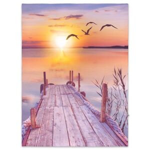 Nexos 74523 Nástenná maľba západ slnka pri jazere, 1 LED, 30 x 40 cm