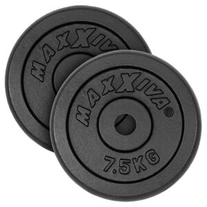 MAXXIVA 81685 Sada 2 závažia na činky celkom 15 kg, liatina, čiern