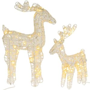 Nexos 85991 Sada 2 trblietavých sobov 45 LED s časovačom, teplá biela