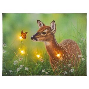 Nexos 86711 Nástenná maľba srnka na lúke, 4 LED, 30 x 40 cm