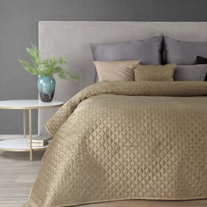 Zamatový prehoz na posteľ DIMON 200x220 cm béžový 200x220