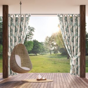 Záves na terasu GARDEN7 na pútkach 155x220 cm zelené listy 155x220