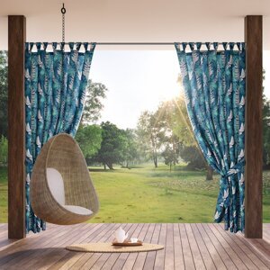 Záves na terasu GARDEN9 na pútkach 155x220 cm modré listy 155x220