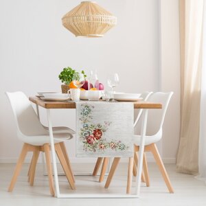 Gobelínový obrus POP so ženilkovou niťou 45x140cm popolavý/kvetinový 45x140