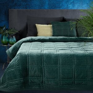 Zamatový prehoz na posteľ PREMIUM KRISTIN 220x240cm tmavý mätový 220x240