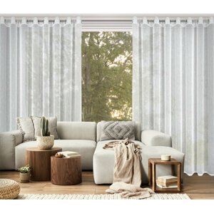 Záclona KELLY na krúžkoch biela so striebornou niťou 300x250cm 300x250
