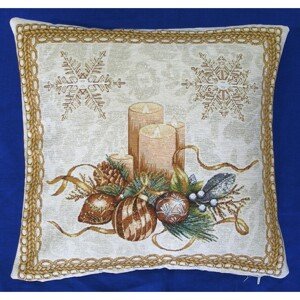 Obliečka na vankúš GOBELIN Adventný veniec zlatý 45x45cm 45x45