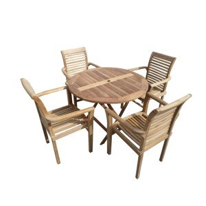 TEXIM ROUND - záhradný drevený set 1+4, teak