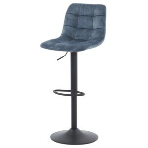 Autronic BAROVÁ STOLIČKA - čierna podnož, modrá zamatová látka, textil + kov