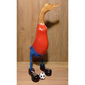 FaKOPA s. r. o. KAČICA - drevená kačica - futbalista ČR 65 cm, teak + kokosová palma