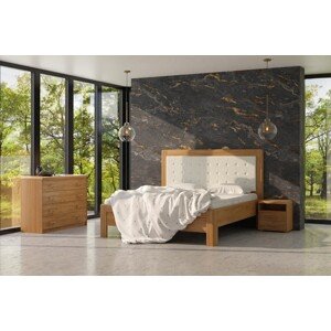 BMB ADRIANA STAR - masívna buková posteľ s čalúneným čelom 180 x 200 cm, buk masív + čalúnené čelo