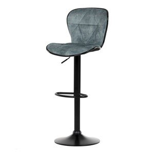 Autronic BAROVÁ STOLIČKA - modrá zamatová látka, čierna kovová podnož, textil + kov