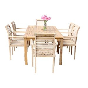TEXIM GARDEN IV. - záhradný jedálenský stôl GARDEN II + 6 x kreslo STUCKING/NEW, teak