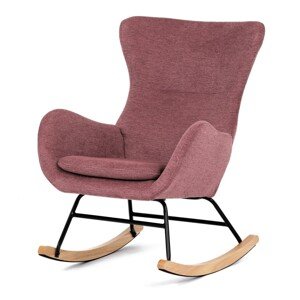 Autronic HOJDACIE KRESLO - v ružovej farbe, nohy z masívu kaučukovníka, textil + drevo + kov