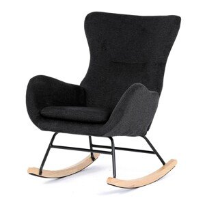 Autronic HOJDACIE KRESLO - v čiernej farbe, nohy z masívu kaučukovníka, textil + drevo + kov