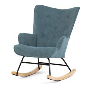 Autronic HOJDACIE KRESLO - zelená látka, drevené nohy z masívu kaučukovníka, textil + drevo + kov