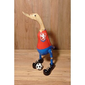 FaKOPA s. r. o. KAČICA - drevená kačica - futbalista ČR 35 cm, teak + kokosová palma