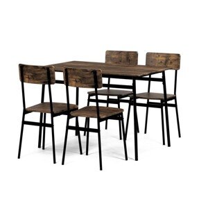 Autronic JEDÁLENSKÝ SET 1+4 v dekore staré drevo - industriálny štýl, kov + drevo