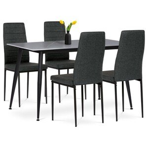 Autronic JEDÁLENSKÝ SET 1 + 4 - industriálny štýl, stoličky čalúnené čiernou látkou, kov + textil + keramika