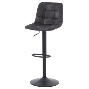 Autronic BAROVÁ STOLIČKA - čierna podnož, šedá zamatová látka, textil + kov