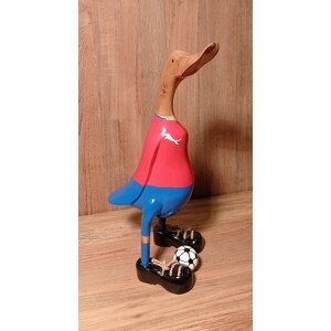 FaKOPA s. r. o. KAČICA - drevená kačica - futbalista ČR 40 cm, teak + kokosová palma