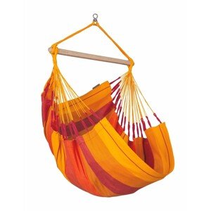 La Siesta Závesné hojdacie kreslo HABANA BASIC STRIPES - volcano, látka: 100% organická bavlna / tyč: bambus / otočný čap: nerezová oceľ