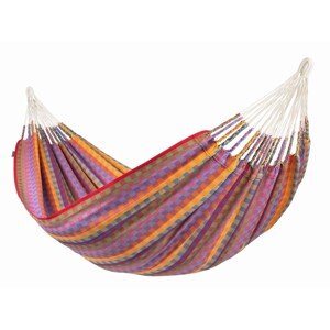 La Siesta FLORA DOUBLE STRIPES -  pevná hojdacia sieť s ručne pletenými popruhmi, 100% organická bavlna